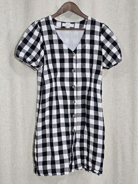 LOFT Black and White Gingham Dress
